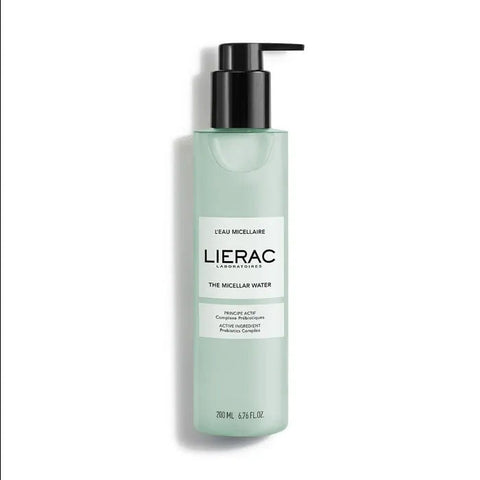 Lierac Micellar Water 200ml bottle, gentle skincare product for cleansing and removing makeup, displayed on a clean background