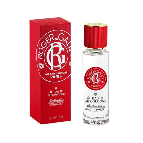 Jean Marie Farina ECV 30ml perfume by Roger & Gallet, shown in a clear glass bottle with a refined design.