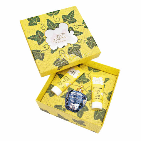 Set of three Lolita Lempicka Le Parfum Eau De Perfume Spray bottles, 100ml each, with elegant packaging and floral design.