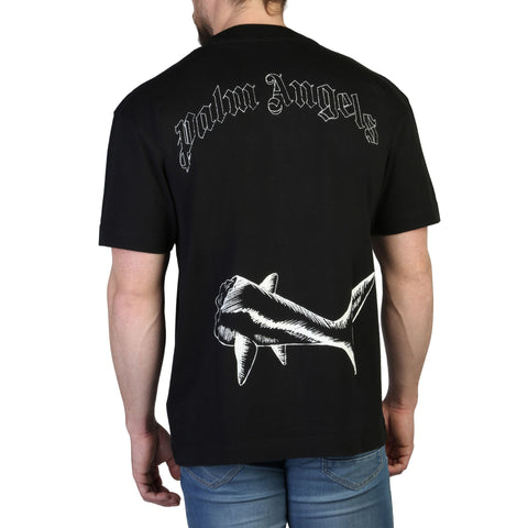 Palm Angels logo hoodie from Jag Couture London-New York collection, featuring the signature Palm Angels branding on a black hoodie.