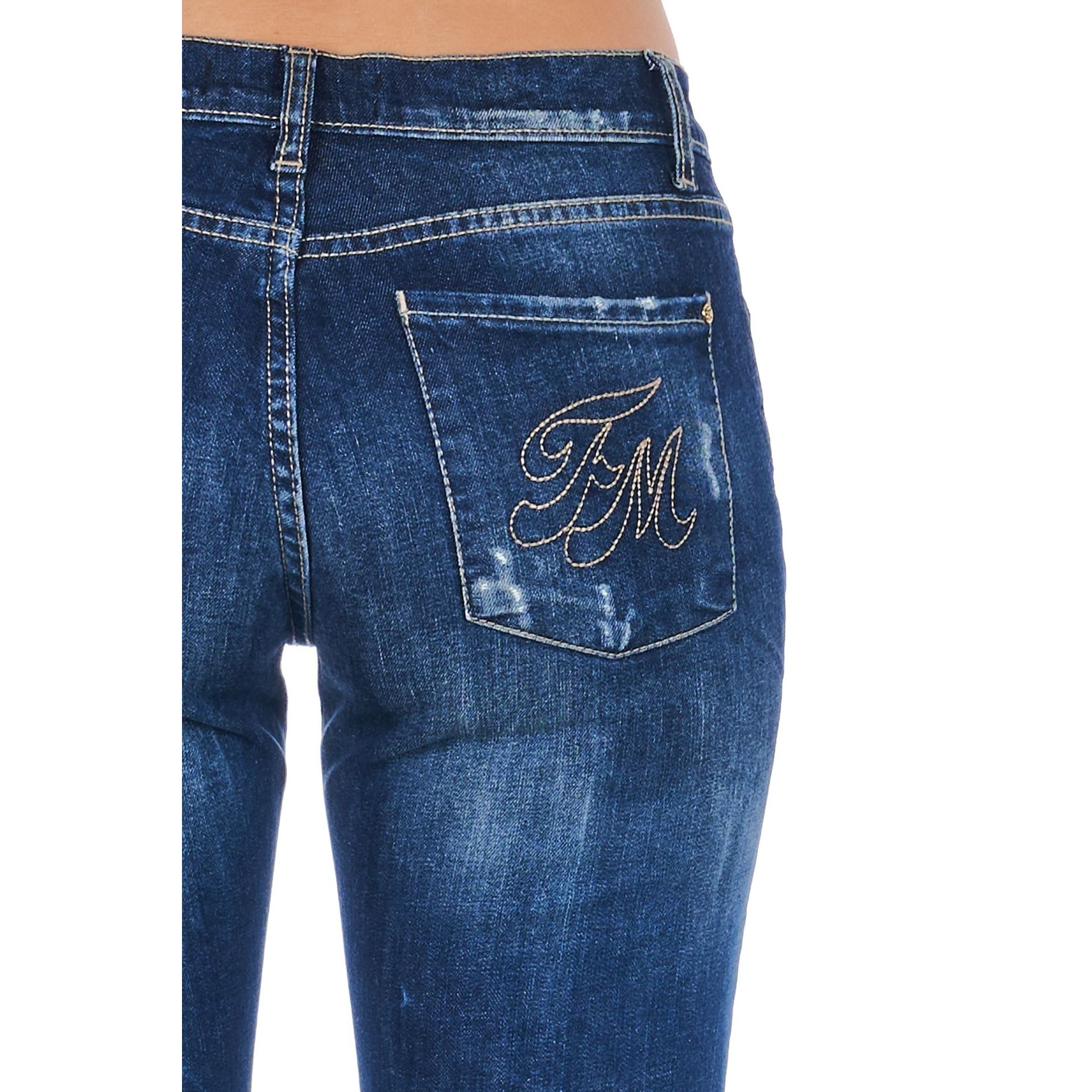 Denim jacket from Frankie Morello FWCF9057JE_B02 by Jag Couture London - New York, featuring stylish blue denim fabric and classic design.