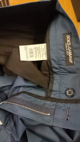 Blue Cotton Silk Trousers Chinos Pants