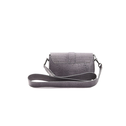 Jag Couture London - New York Pompei Donatella AP6041GIORGIA grey fabric handbag with gold hardware and adjustable strap.