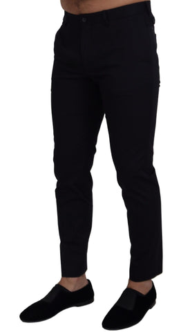 Blue Stretch Cotton Slim Trousers Chinos Pants