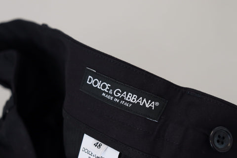Blue Stretch Cotton Slim Trousers Chinos Pants