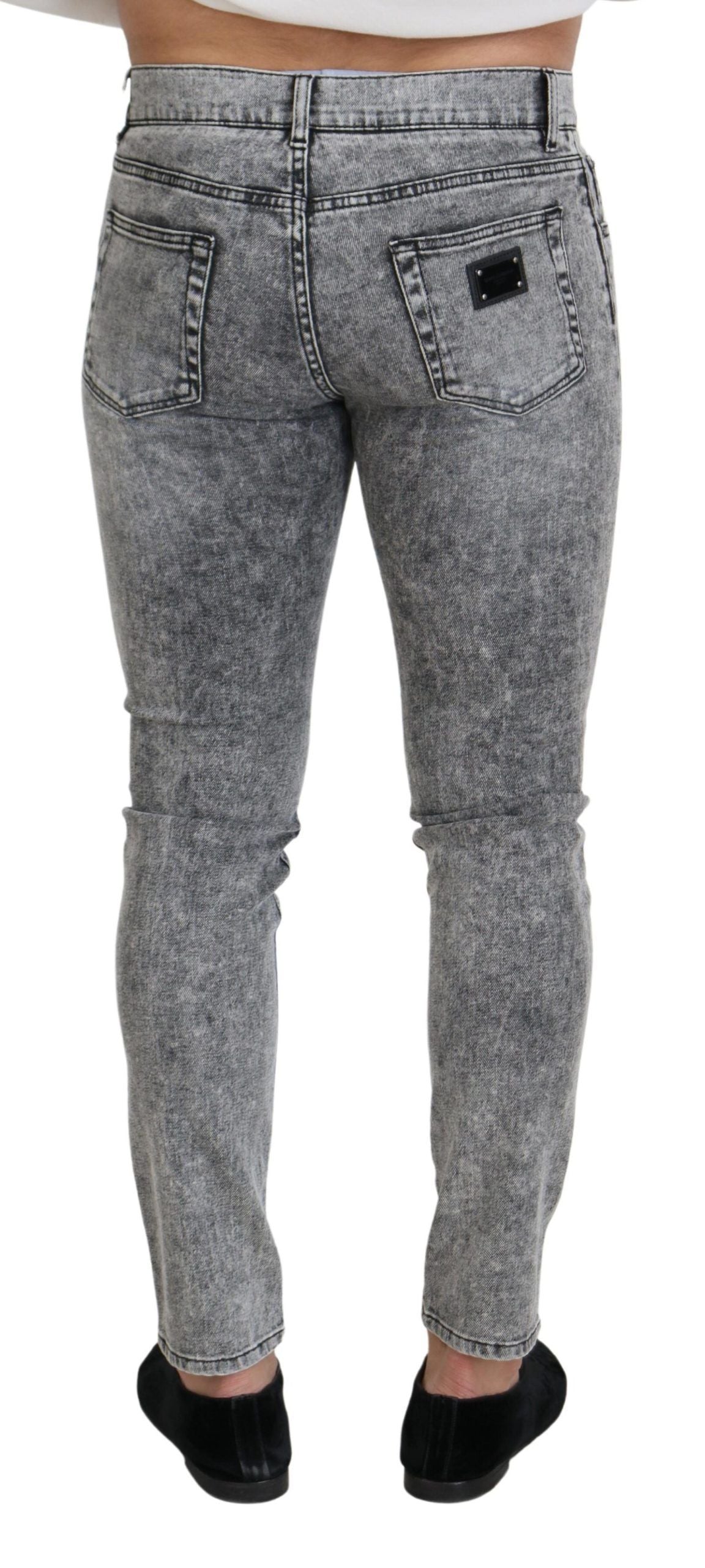 Gray slim fit denim jeans by Dolce & Gabbana, made from stretch cotton with a modern wash and tailored fit.
