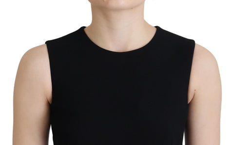 Black sheath flare dress by Dolce & Gabbana made of viscose, shown on a model with a fitted silhouette and elegant design.