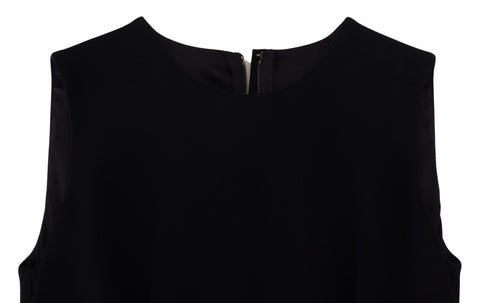 Black sheath flare viscose dress by Dolce & Gabbana, featuring a fitted silhouette and stylish V-neck design.