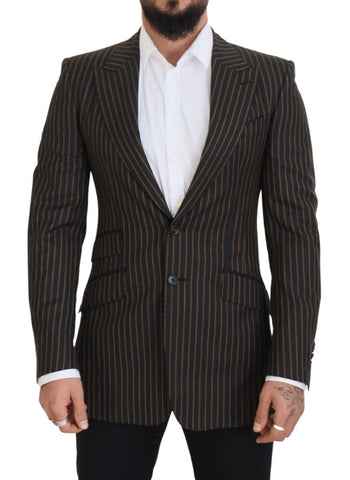Dark Gray Stripes Single Breasted Blazer - Jag Couture London