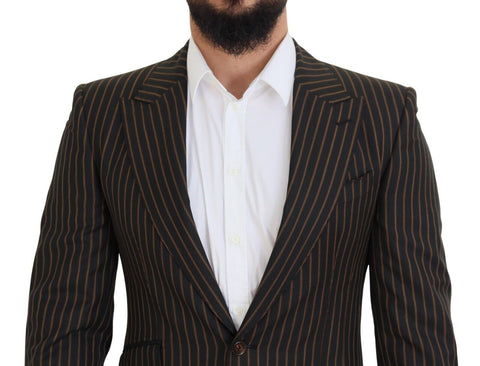 Dark Gray Stripes Single Breasted Blazer