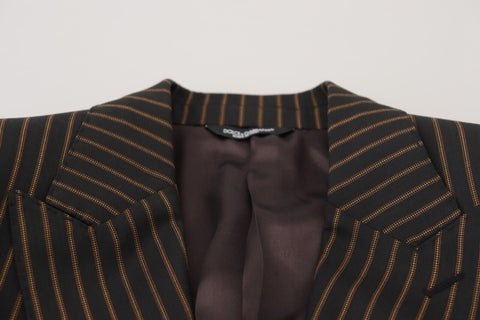 Dark Gray Stripes Single Breasted Blazer