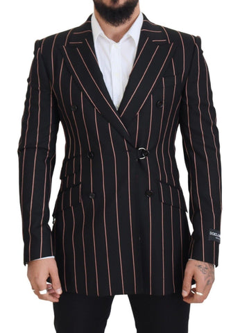 Black Stripes Viscose Double Breasted Blazer