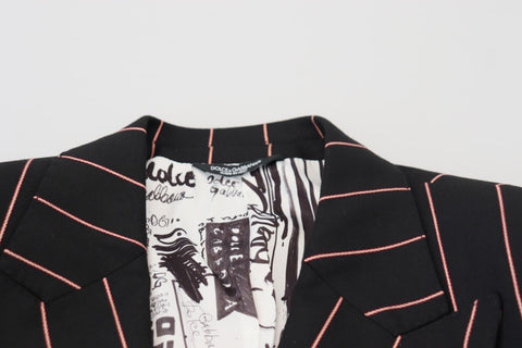Dark Gray Stripes Viscose Double Breasted Blazer