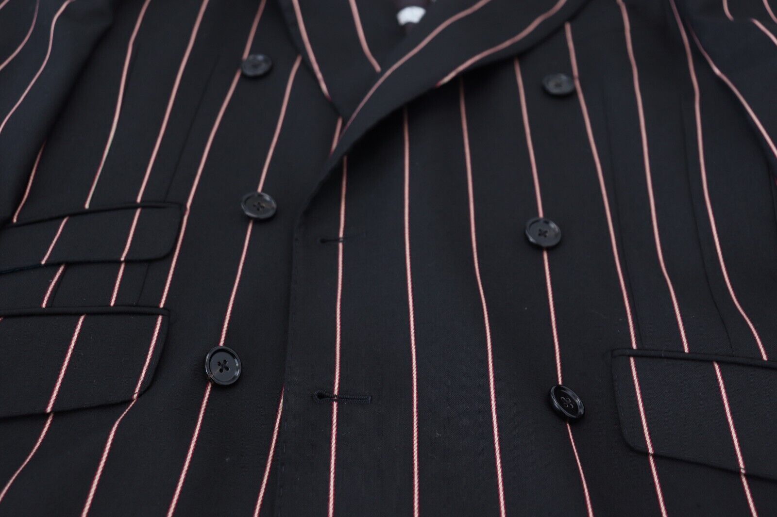 Dark Gray Stripes Viscose Double Breasted Blazer