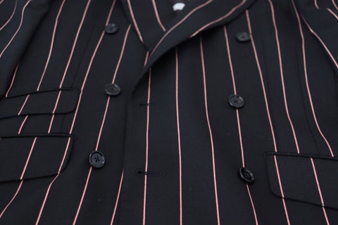 Dark Gray Stripes Viscose Double Breasted Blazer