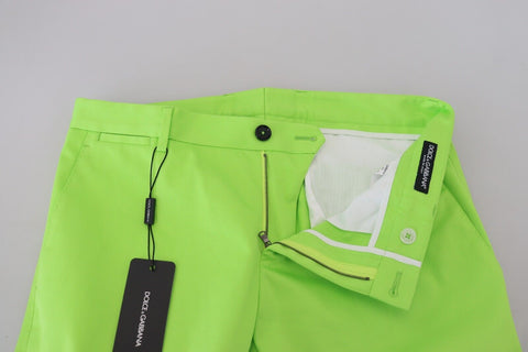 Light Green Cotton Skinny Men Trousers Pants