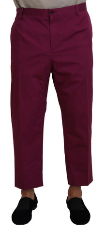 Magenta cotton Dolce & Gabbana logo pocket trouser pants with front pockets and tailored fit, casual and stylish.