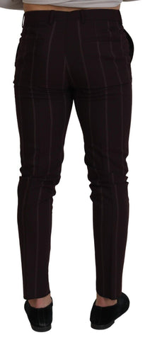 Brown Striped Men Trousers Cotton Pants