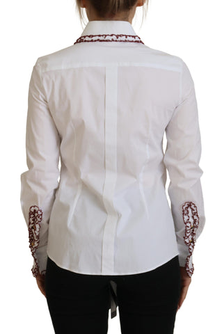 White Lace Long Sleeves Ruffle Collar Top