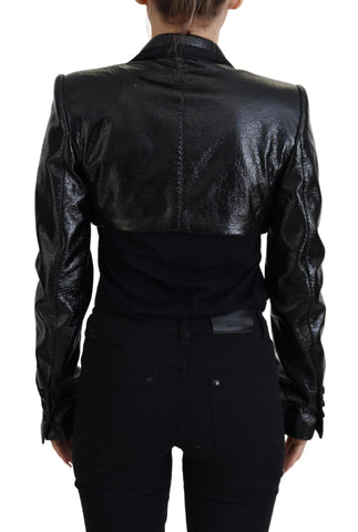 Black Long Sleeves Crop Blazer Cotton Jacket