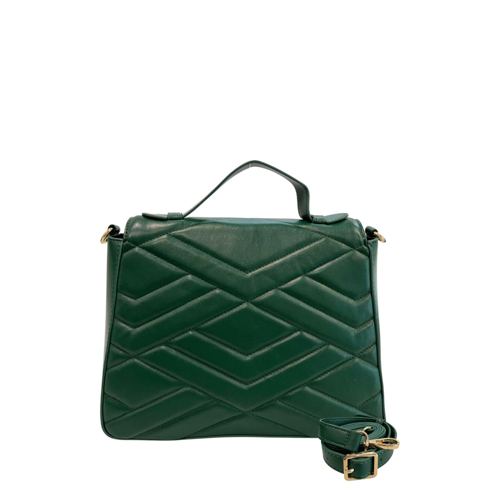 Cristinaeffe CF24FW025_VERDE handbag by Jag Couture London - New York, featuring green leather with gold hardware.
