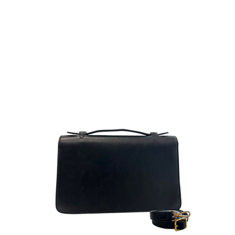 Cristinaeffe CF24FW021_NERO black leather handbag by Jag Couture London - New York, with sleek design and silver hardware