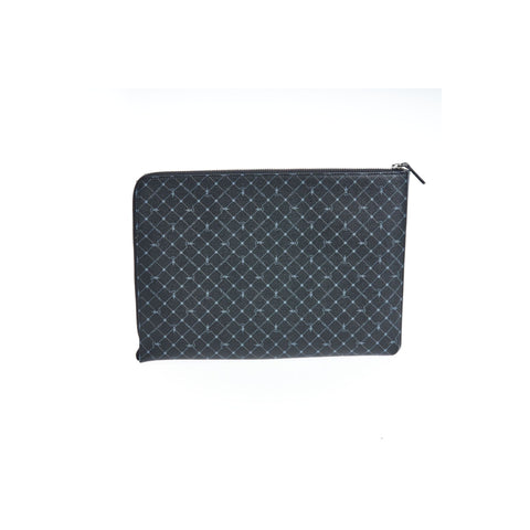 Trussardi black and grey handbag with leather handles and metal accents, displayed on a neutral background