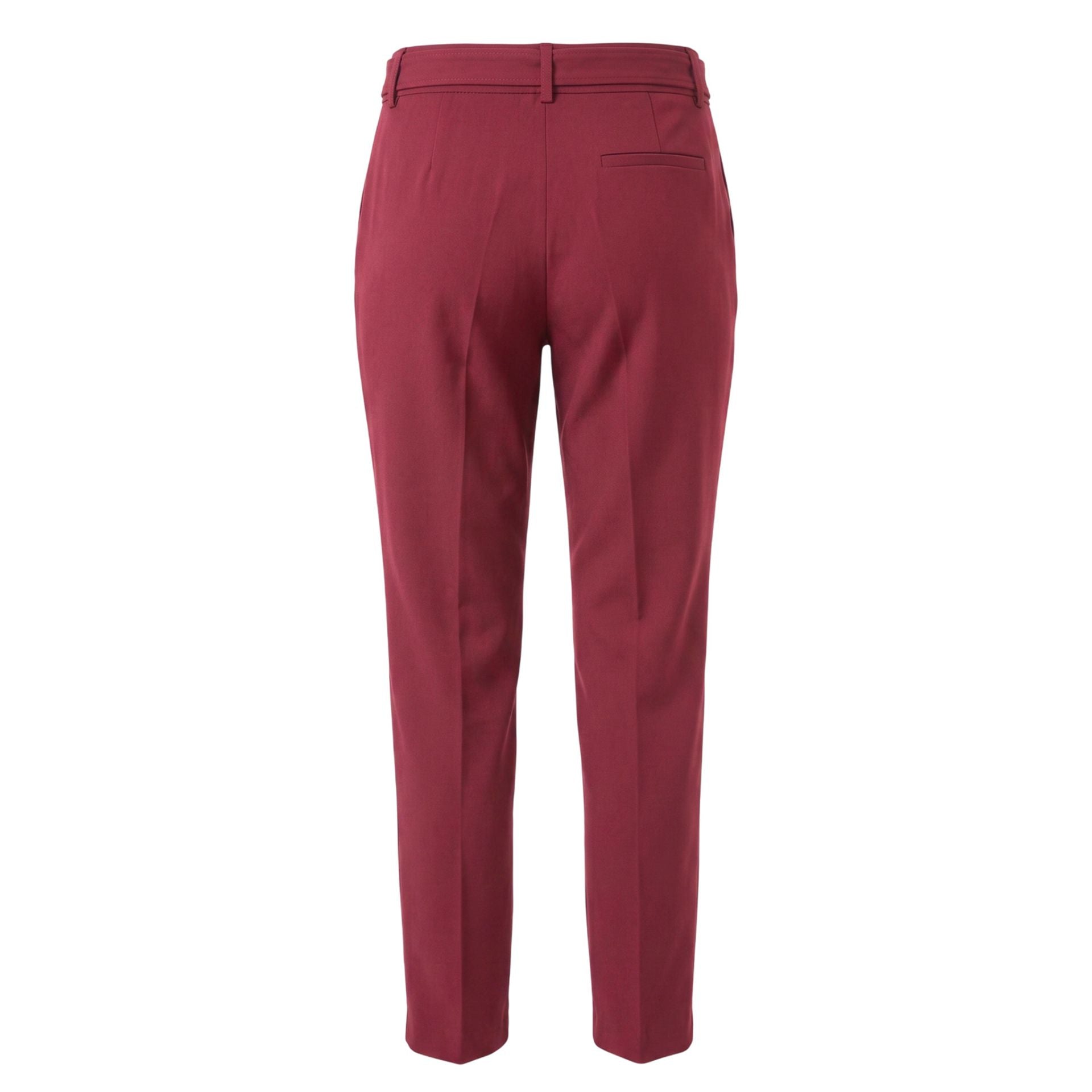 Trussardi Jeans in Bordeaux color, featuring classic denim style with visible stitching and metal button, worn by a model.