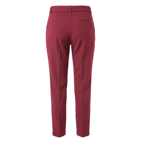 Trussardi Jeans in Bordeaux color, featuring classic denim style with visible stitching and metal button, worn by a model.