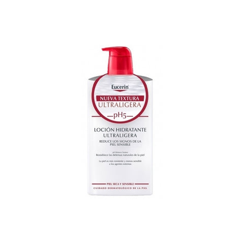 Eucerin Ph5 Ultra Light Lotion bottle, 1000ml, featuring smooth, lightweight moisturizing formula from Jag Couture London - New York.