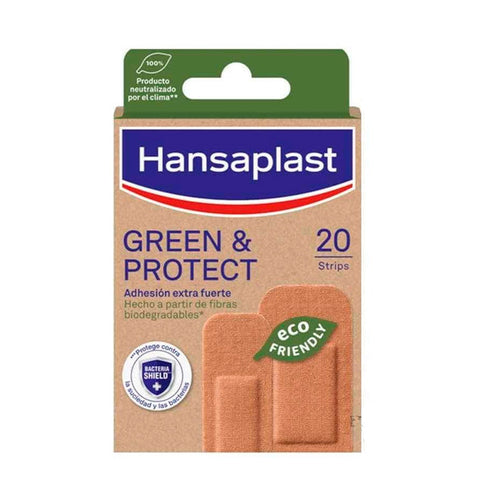 Hansaplast Green & Protect 20 adhesive dressings with green design, suitable for wound care, by Jag Couture London New York.