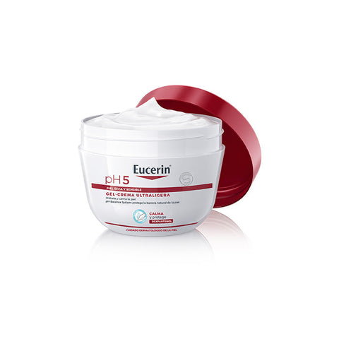 Eucerin PH5 Ultralight Cream-Gel in 350ml jar, featuring smooth, lightweight skincare formula from Jag Couture London New York