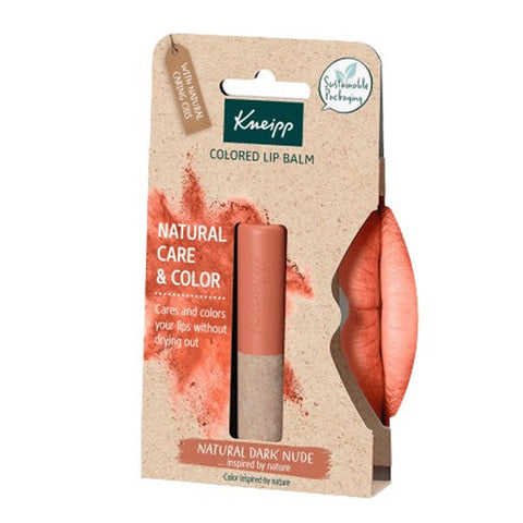 Kneipp Colored Lip Balm Natural Dark Nude by Jag Couture London - New York, 3.5g, showing the balm and its packaging.