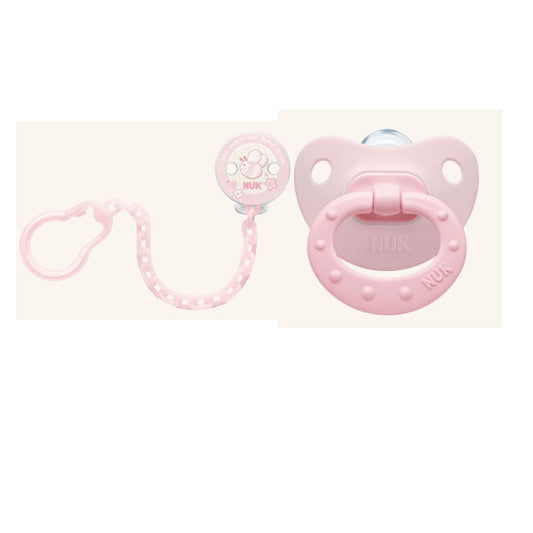 Nuk Rose And Blue Silicone Soother And Chain 6-18m Jag Couture London - New York