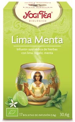 Yogi Tea Menta y Lima in 17 tea bags, fresh mint and lime flavor, by Jag Couture London New York, packaged in individual tea bags.