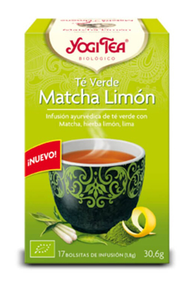 Yogi Tea Matcha Lemon green tea in 17 filter bags, 1.8g each, by Jag Couture London - New York, with fresh lemon flavor.