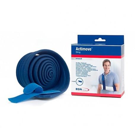 Bsn Medical Actimove sling 5.5 cm x 1.9 m in blue fabric, designed for arm support and immobilization.