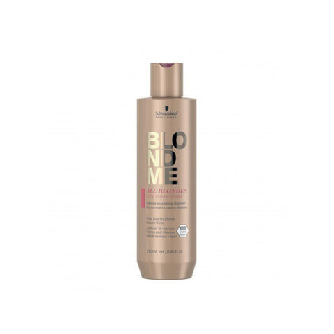 Schwarzkopf Blondme All Blondes Rich Conditioner 250ml bottle with gold and black packaging for blonde hair care.