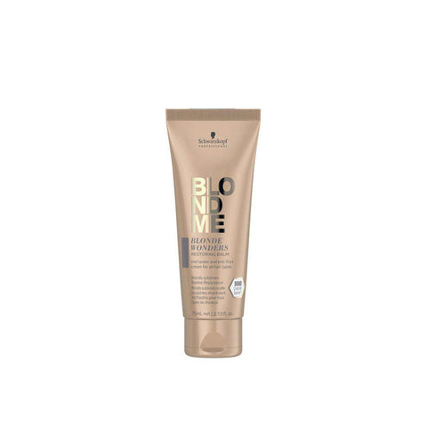 Schwarzkopf Blondme Blonde Wonders Restoring Balm 75ml jar with packaging, designed for blonde hair repair and nourishment.