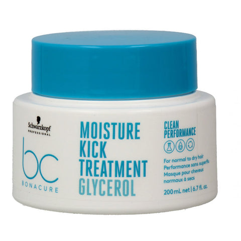 Schwarzkopf BC Bonacure Moisture Kick Treatment 200ml bottle, hydrating hair treatment for moisture and shine.