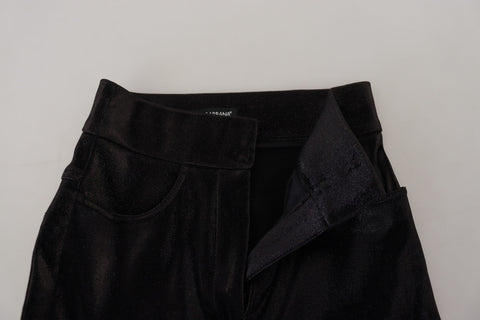 Black washed cotton skinny denim jeans by Dolce & Gabbana with classic five-pocket design and distressed detailing.