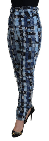 Multicolor patchwork cotton denim jeans by Dolce & Gabbana featuring vibrant, eclectic design and classic five-pocket style.