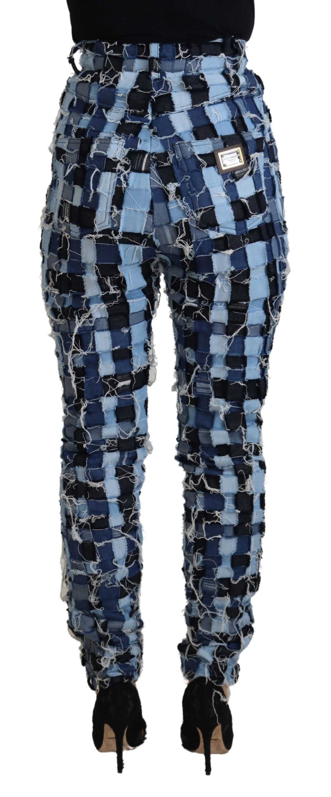 Multicolor patchwork cotton denim jeans by Dolce & Gabbana, showcasing vibrant fabric patterns and classic denim style.