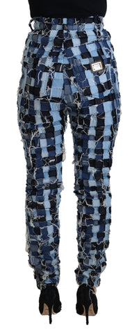 Multicolor patchwork cotton denim jeans by Dolce & Gabbana, showcasing vibrant fabric patterns and classic denim style.