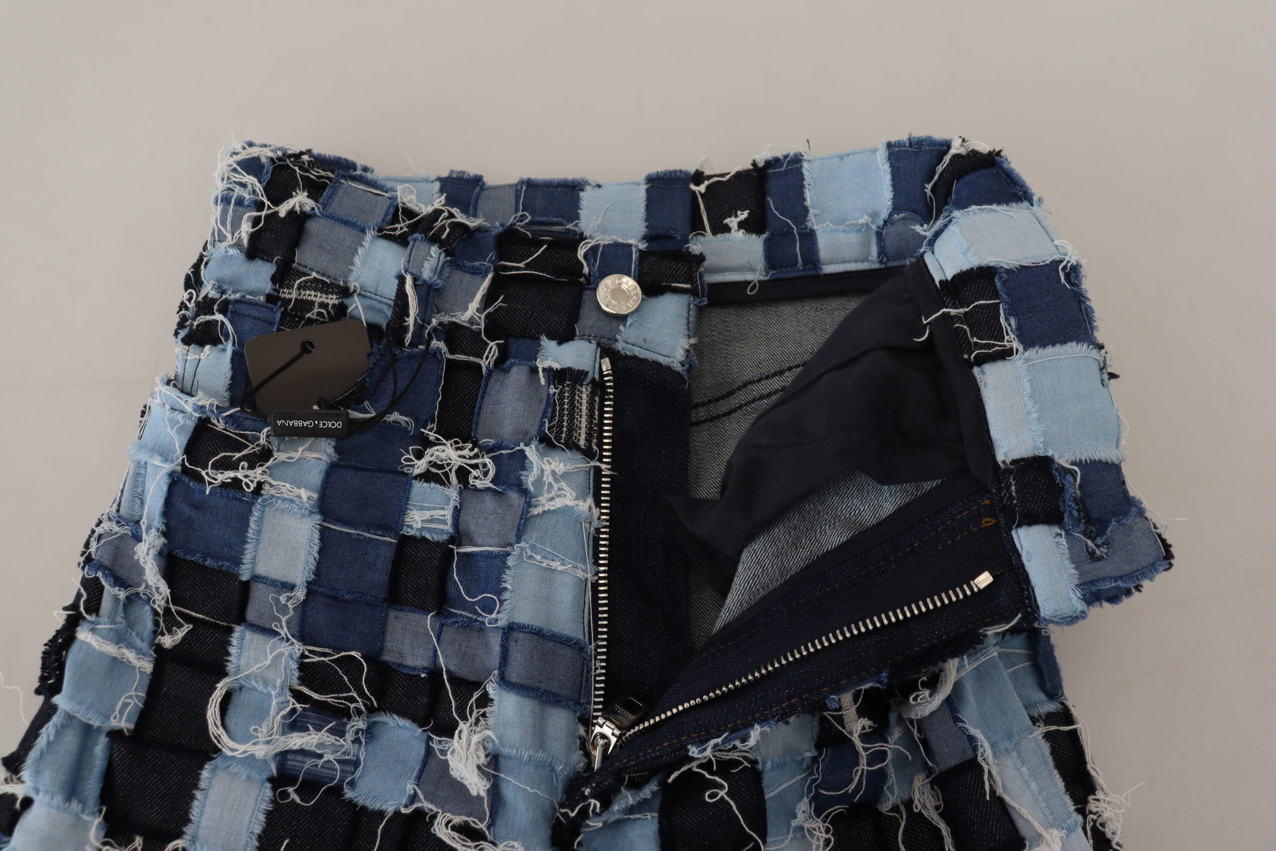 Multicolor patchwork cotton denim jeans by Dolce & Gabbana, showing vibrant patchwork design and classic denim texture.