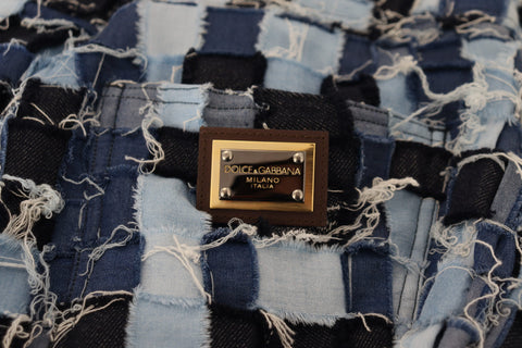Multicolor patchwork cotton denim jeans by Dolce & Gabbana with vibrant, mixed fabric design and classic denim styling.