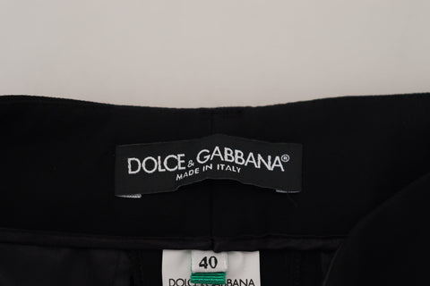 Black Tapered Women Wool Pants