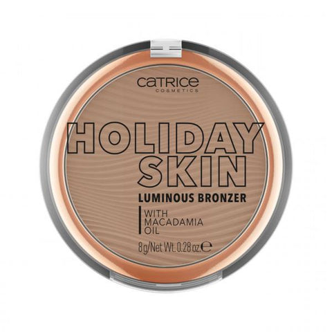 Catrice Holiday Skin Luminous Bronzer 020-Off to The Island in compact with warm, glowing finish and subtle shimmer.