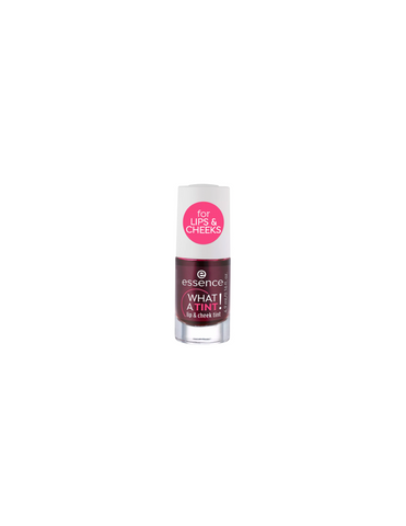 Essence Cosmetics What A Tint! lip and cheek tint in shade Kiss From A Rose, 4.9ml, featuring a vibrant pink application.