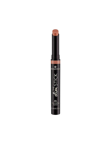 Long-lasting lipstick stick by Essence Cosmetics, shade 101 Choc-O-Holic, in a sleek 1.7g tube with black and gold packaging.